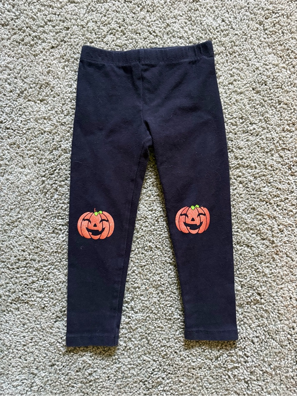 The Children’s Place Black Halloween Leggings Size 2T Jack O Latern Pumpkin